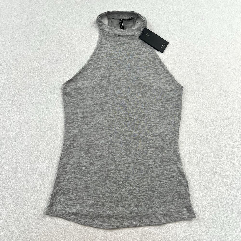 NWT Guess Grey Heather Sleeveless Mock High Neck Tank Racerback Top BA10B S